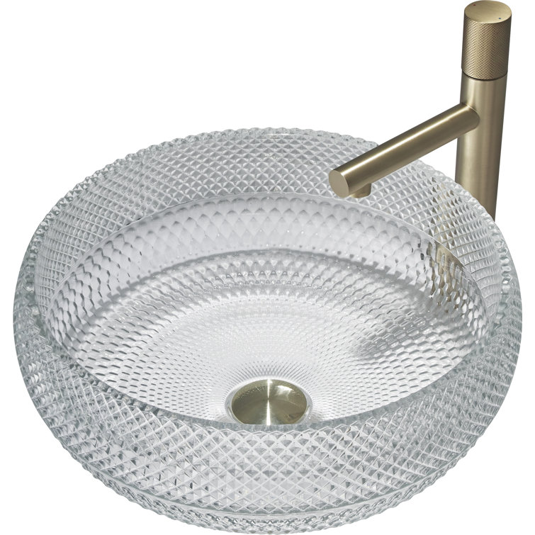 Elegant Clear Glass Textured Circular Vessel Sink