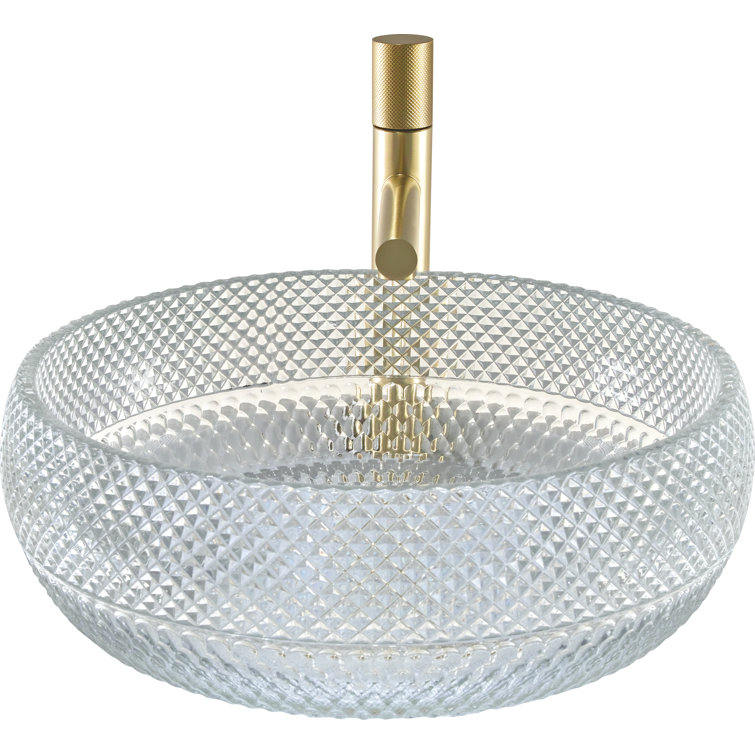 Elegant Clear Glass Textured Circular Vessel Sink