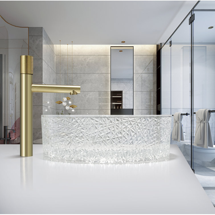 Stadium 16" Clear Tempered Glass Circular Vessel Sink