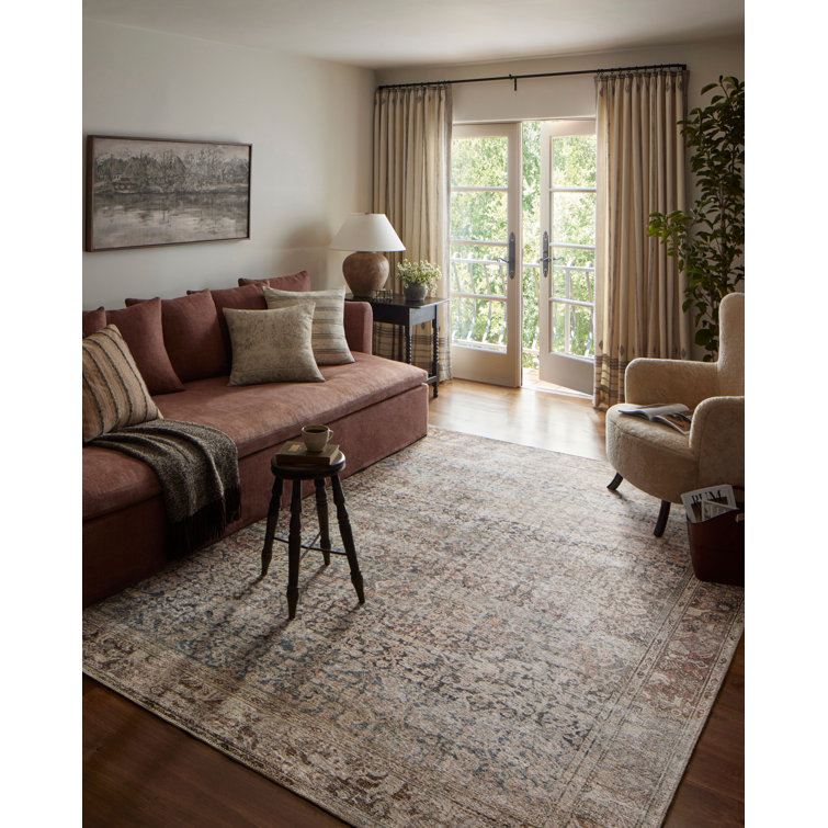 Georgie Multi/Spice Vintage-Style Rectangular Area Rug 3'-9" x 5'-6"