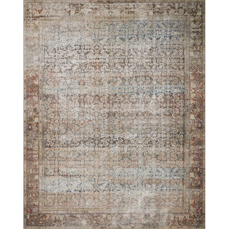 Georgie Multi/Spice Vintage-Style Rectangular Area Rug 3'-9" x 5'-6"