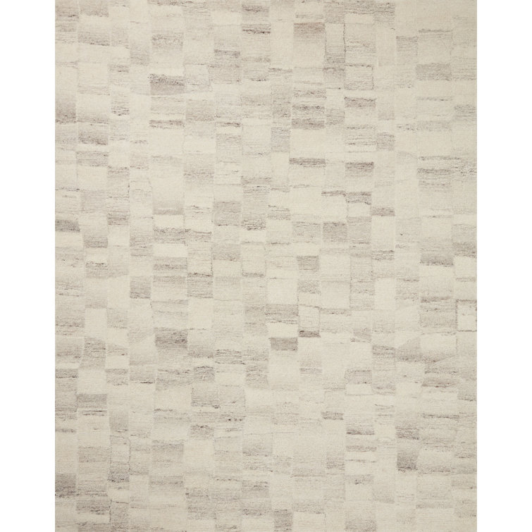 Ivory and Silver Hand-Tufted Wool Rectangular Area Rug 9'-3" x 13'