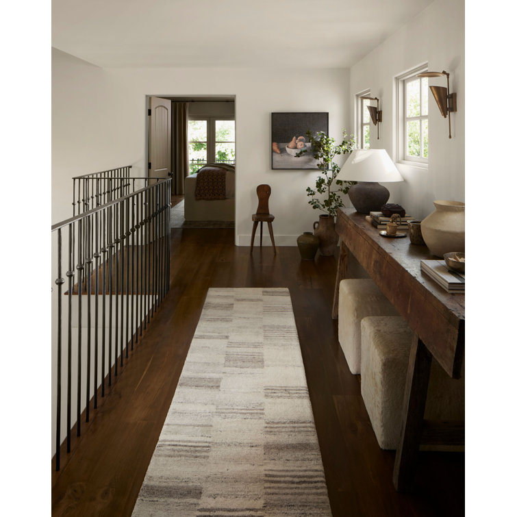 Ivory and Dove Wool Hand-Tufted Runner Rug 2'-6" x 7'-6"