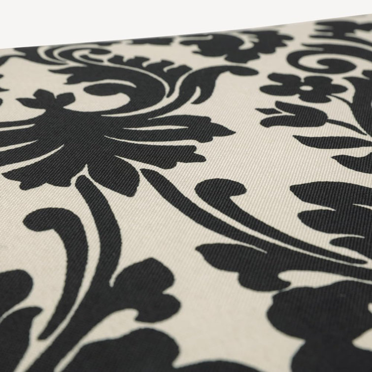 Elegant Damask Black and Off-White Outdoor Wicker Chair Cushion Set
