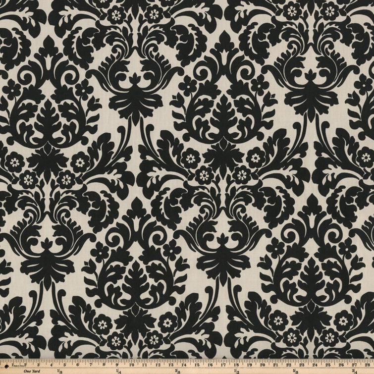 Elegant Damask Black and Off-White Outdoor Wicker Chair Cushion Set