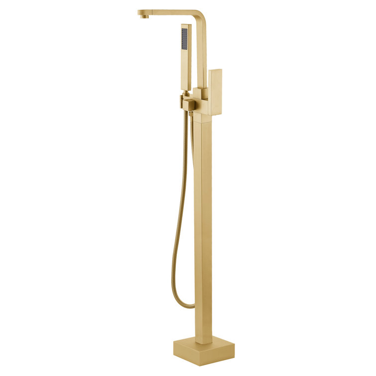 Brushed Brass Freestanding Tub Faucet with Hand Shower