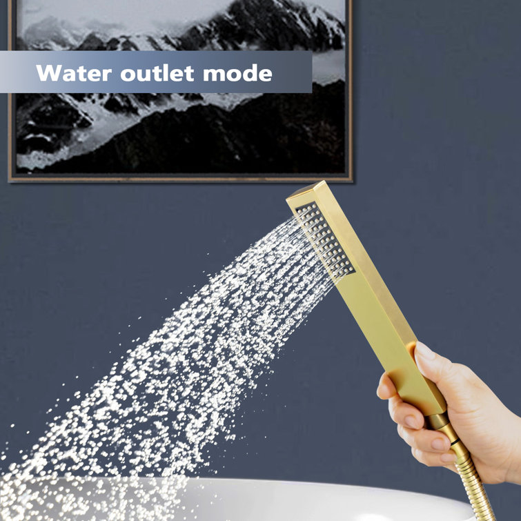 Brushed Brass Freestanding Tub Faucet with Hand Shower