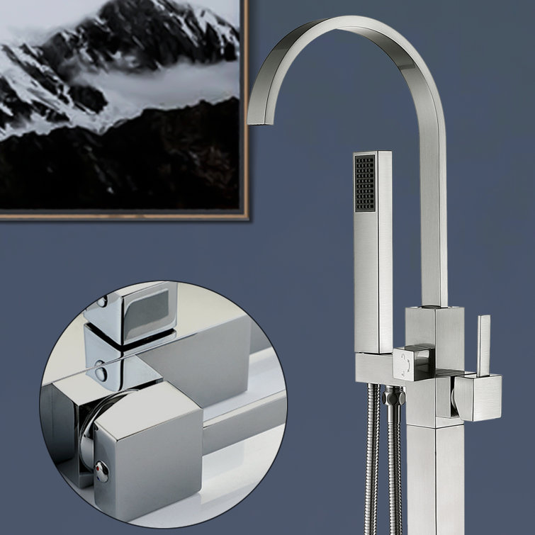 PENGFANG WORLDWIDE LLC P016BNTF Single Handle Floor Mounted Tub Faucet with Handshower