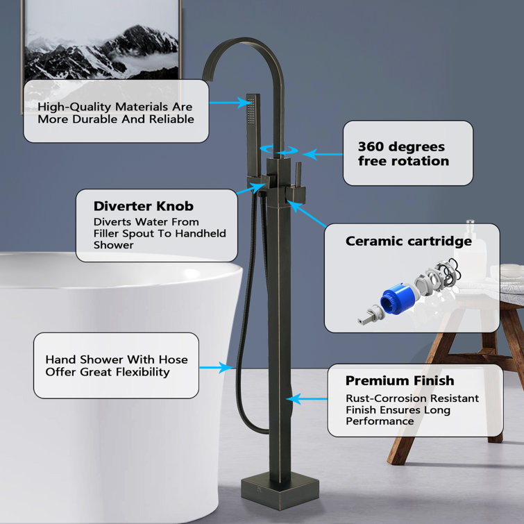 Venetian Bronze Freestanding Tub Faucet with Hand Shower