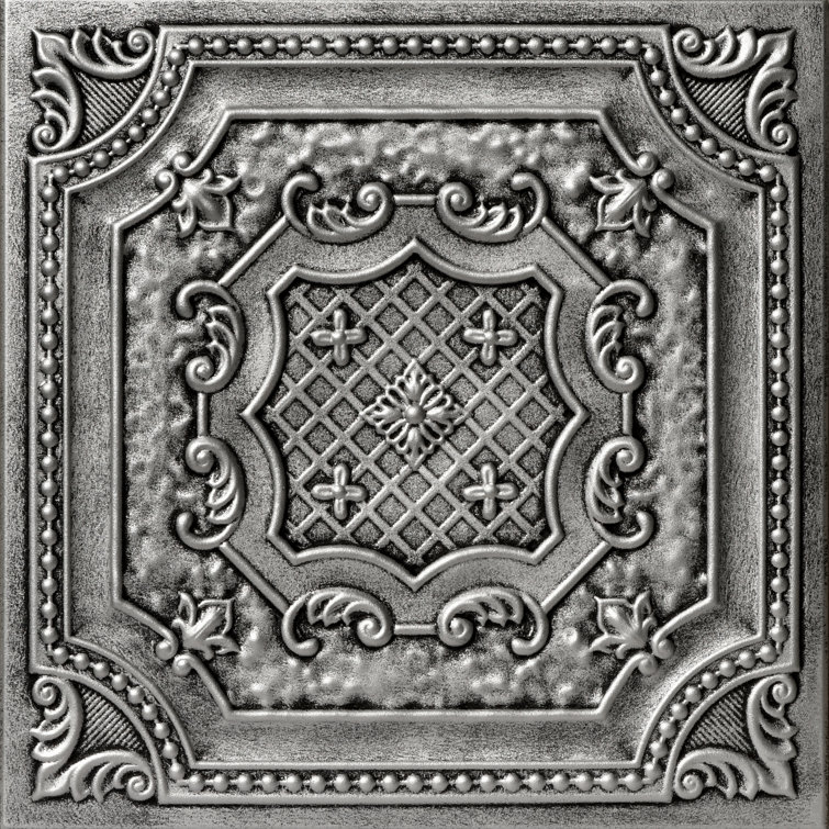 Antique Silver Faux Tin Glue-Up Ceiling Tile Set