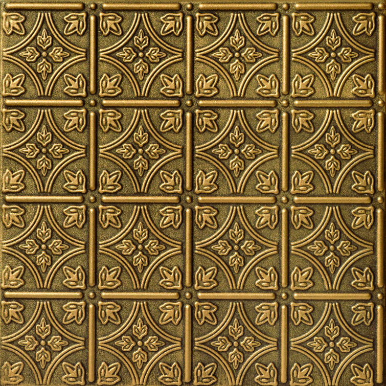 Antique Gold Faux Tin Glue-Up Ceiling Tile, 2x2 ft