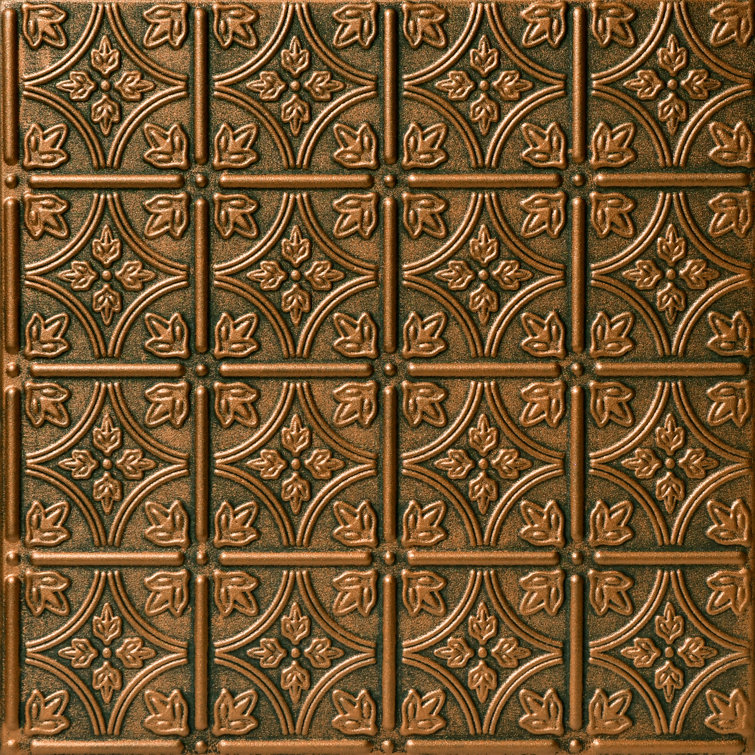 Antique Bronze Floral Square Glue-Up Ceiling Tile