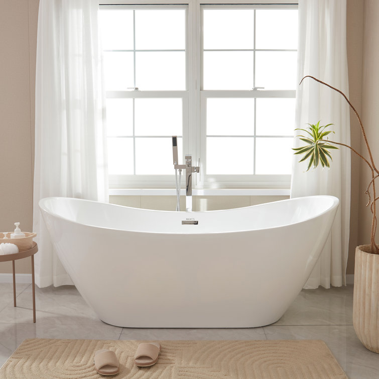 Ophelia 71" White Acrylic Freestanding Soaking Bathtub