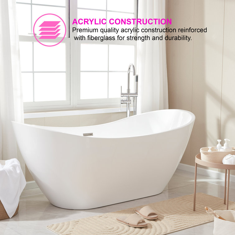Ophelia 71" White Acrylic Freestanding Soaking Bathtub
