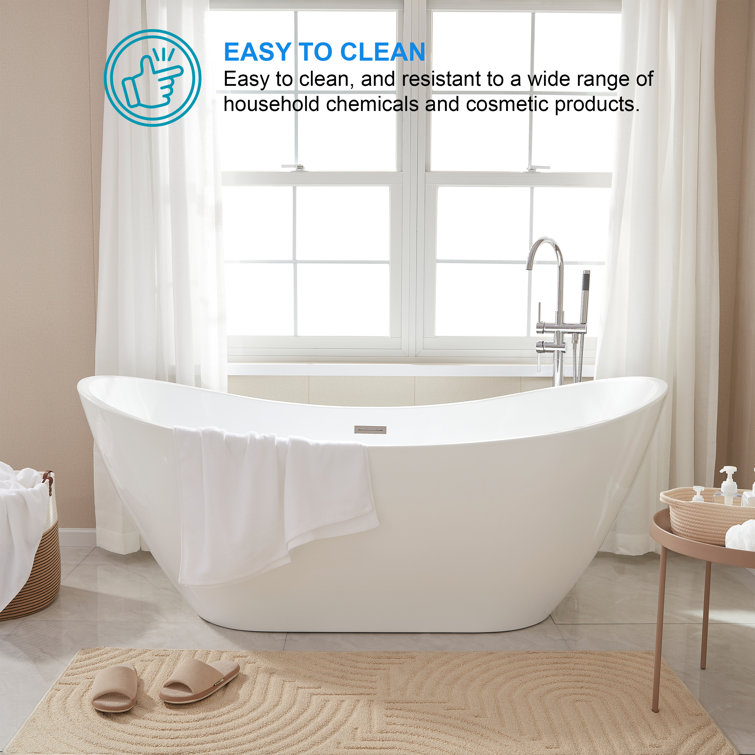 Ophelia 71" White Acrylic Freestanding Soaking Bathtub