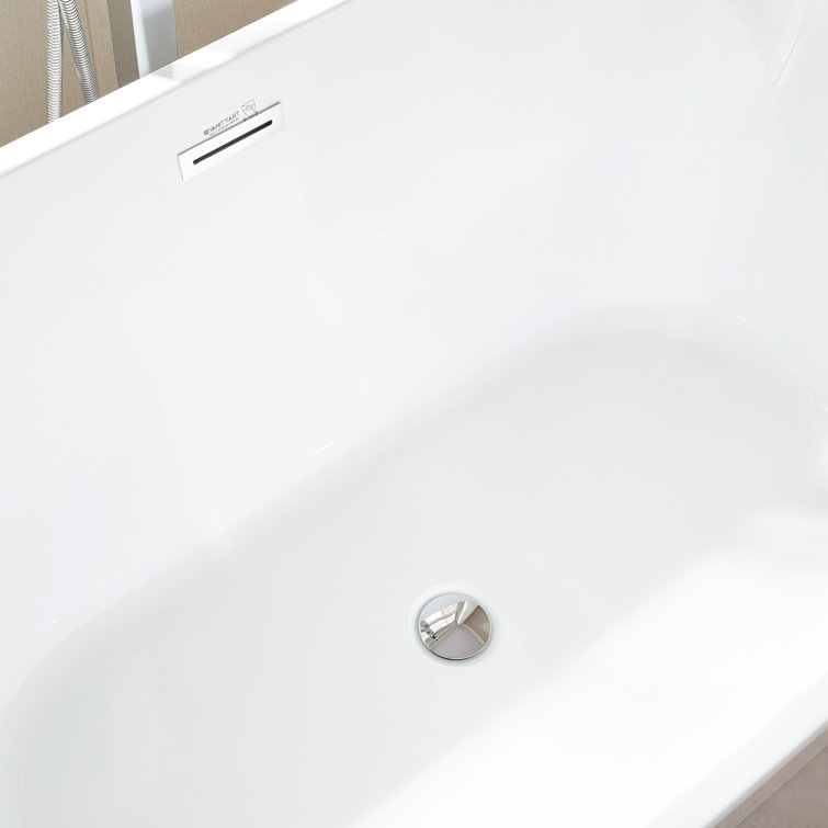 White Acrylic Freestanding Soaking Bathtub, 59"