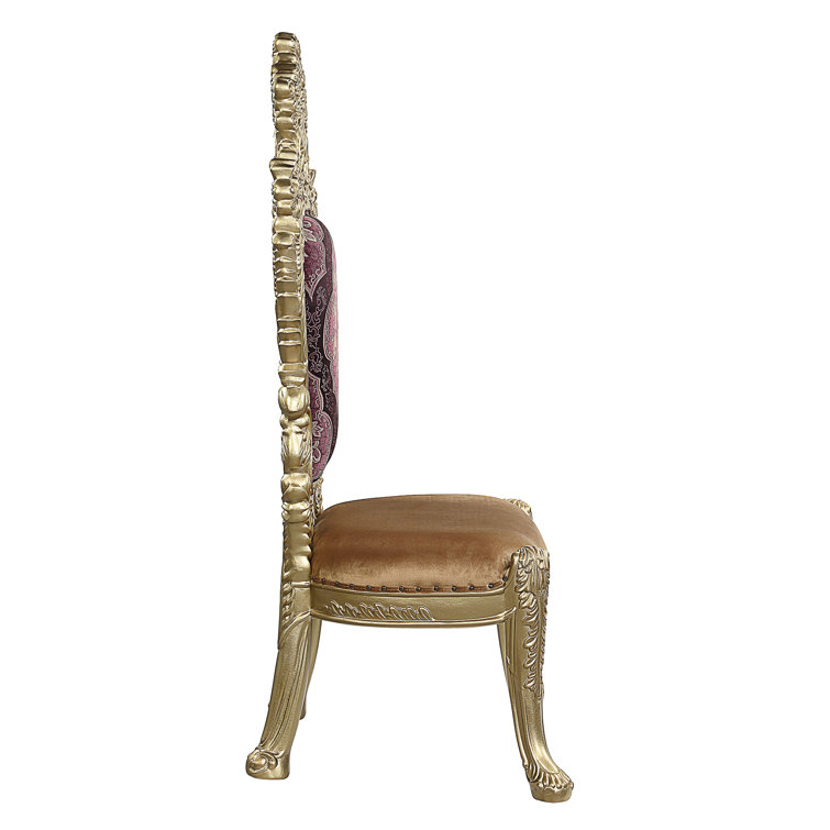 Bernadette Gold and Burgundy Rococo Dining Chair Set