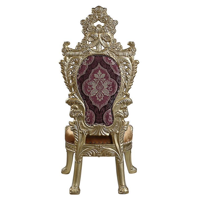 Bernadette Gold and Burgundy Rococo Dining Chair Set