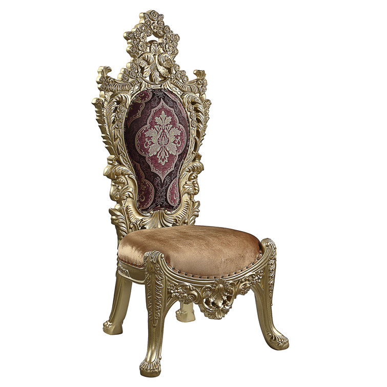 Bernadette Gold and Burgundy Rococo Dining Chair Set