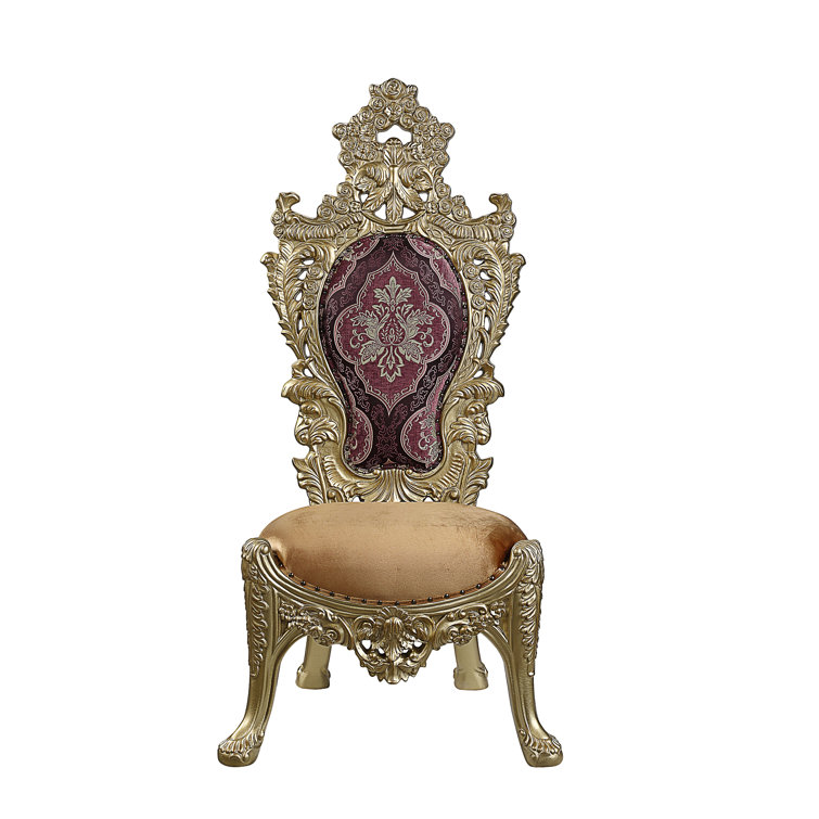 Bernadette Gold and Burgundy Rococo Dining Chair Set