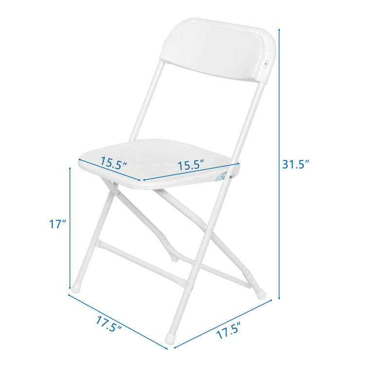White Steel and Plastic Stackable Folding Chair Set of 6