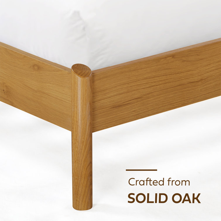 King Rustic Oak Wood Bed Frame with Lattice Headboard and Slats