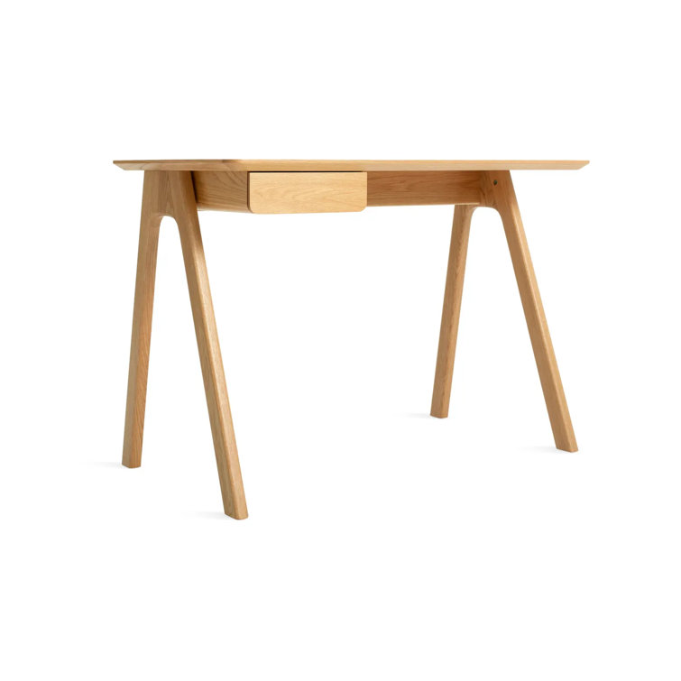 White Oak Compact Wooden Desk with Drawer