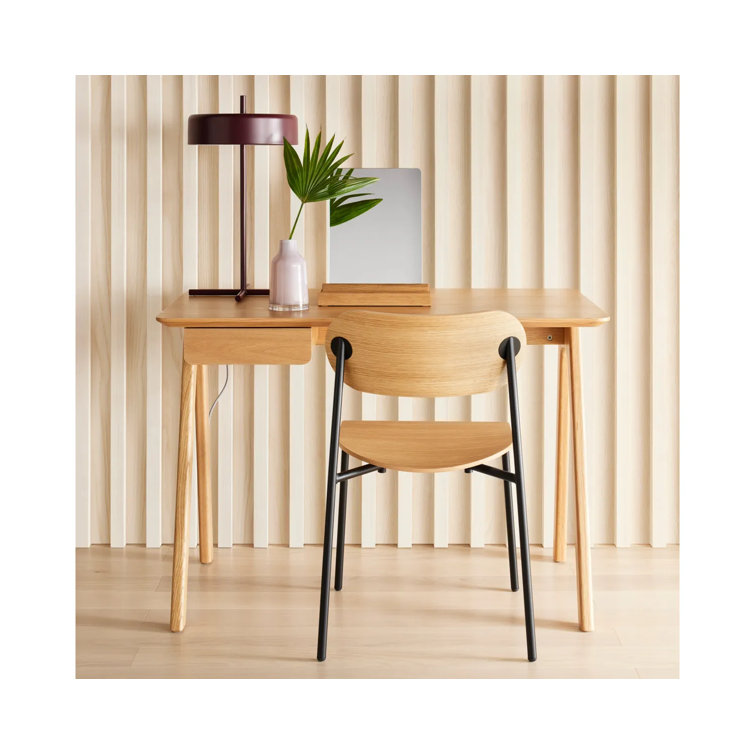 White Oak Compact Wooden Desk with Drawer
