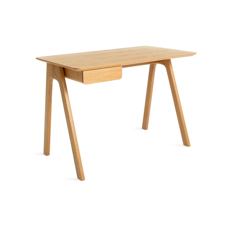 White Oak Compact Wooden Desk with Drawer