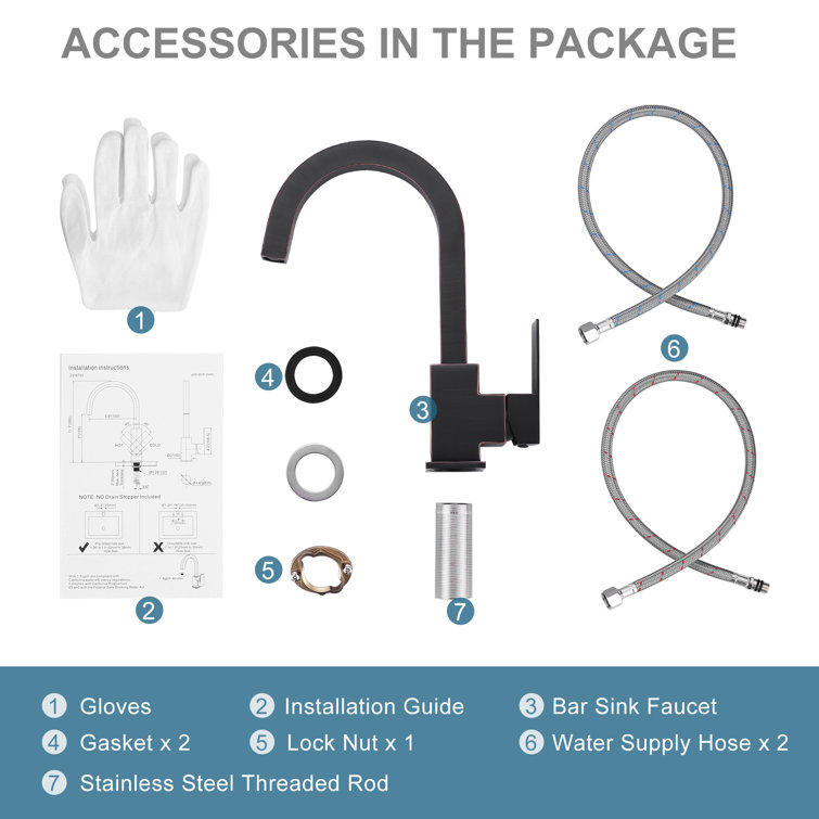 Oil Rubbed Bronze Single Handle Bar Faucet with Ceramic Valve