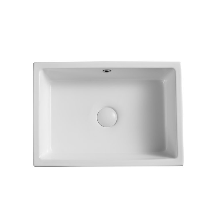 Dublin 20" x 15" White Ceramic Rectangular Vessel Sink with Overflow