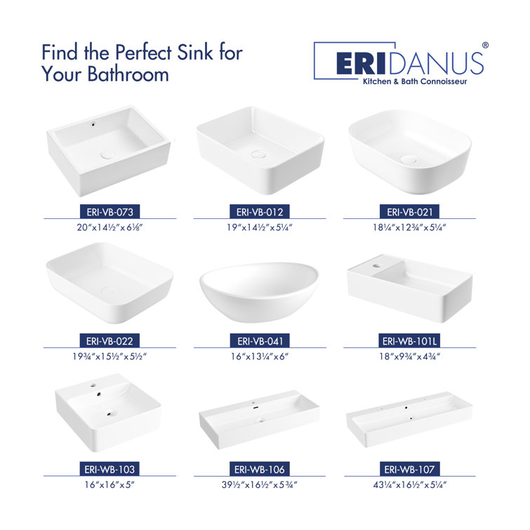 Dublin 20" x 15" White Ceramic Rectangular Vessel Sink with Overflow
