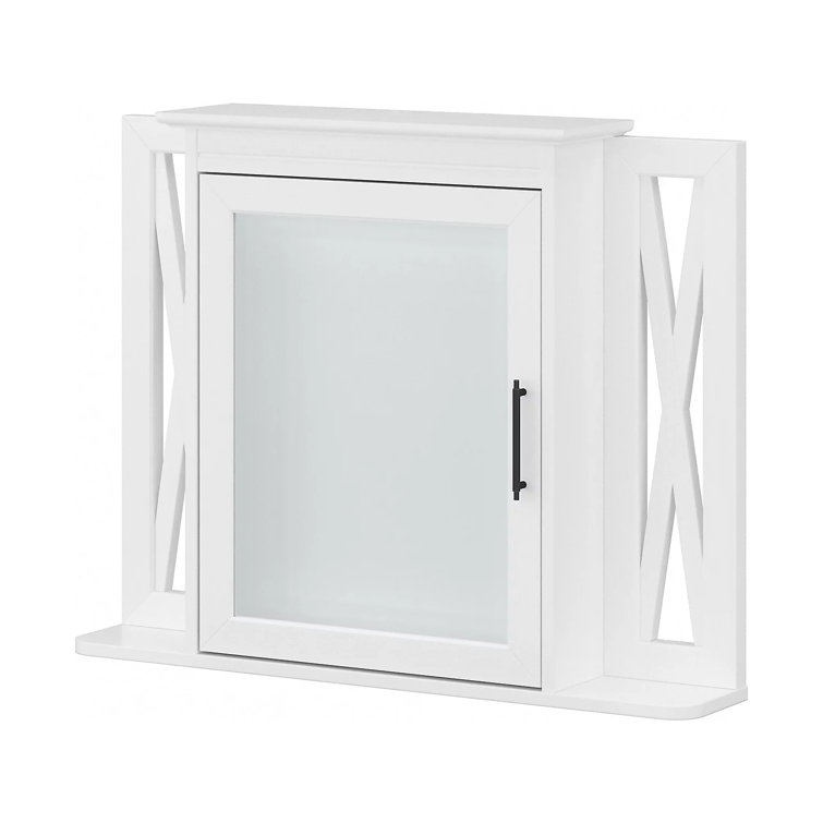 White Ash Farmhouse Wall-Mount Medicine Cabinet with Mirror