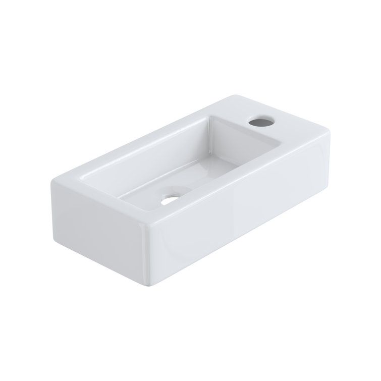Turner 14" x 7" White Ceramic Rectangular Wall Mount Bathroom Sink