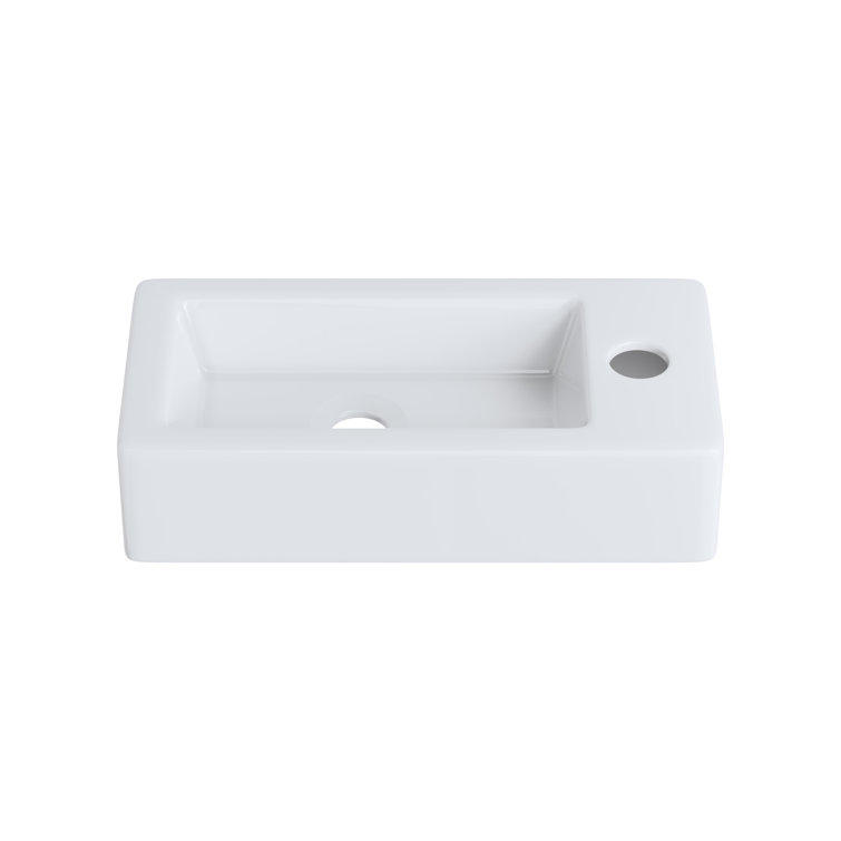 Turner 14" x 7" White Ceramic Rectangular Wall Mount Bathroom Sink
