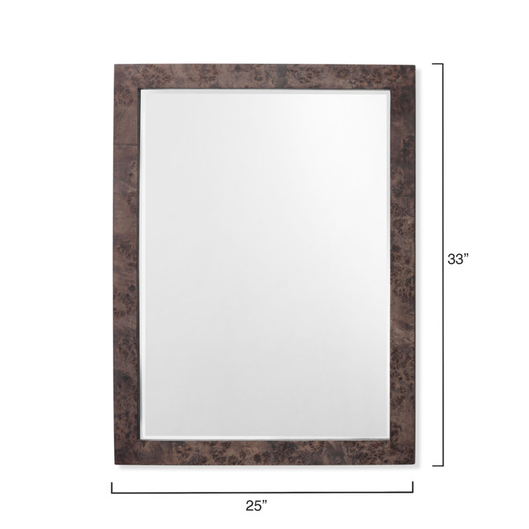 Chandler Transitional Charcoal Burl Wood Rectangular Wall Mirror