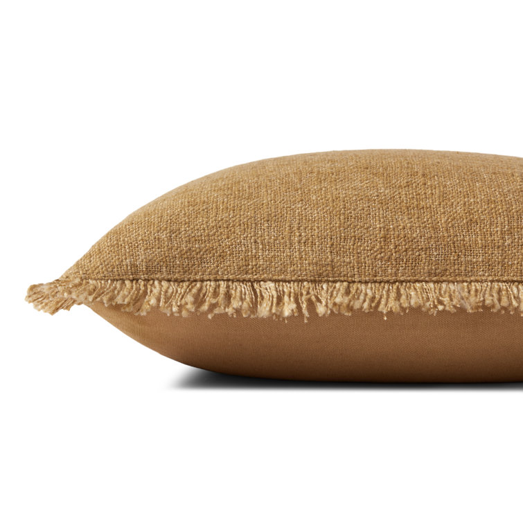 Gold 13" x 21" Fringed Accent Pillow Cover