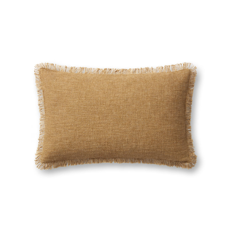 Gold 13" x 21" Fringed Accent Pillow Cover