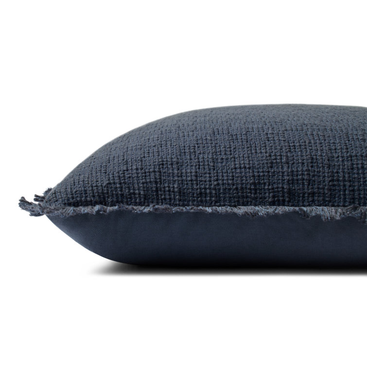 Midnight Blue 22" x 22" Woven Polyester Pillow with Fringe