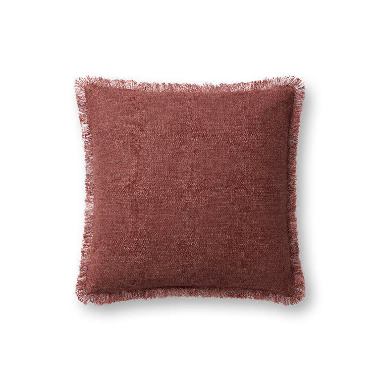 Wine Fringed 18" x 18" Down Accent Pillow