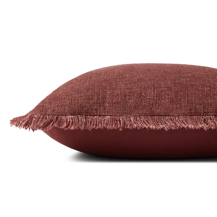 Wine Fringed 18" x 18" Down Accent Pillow