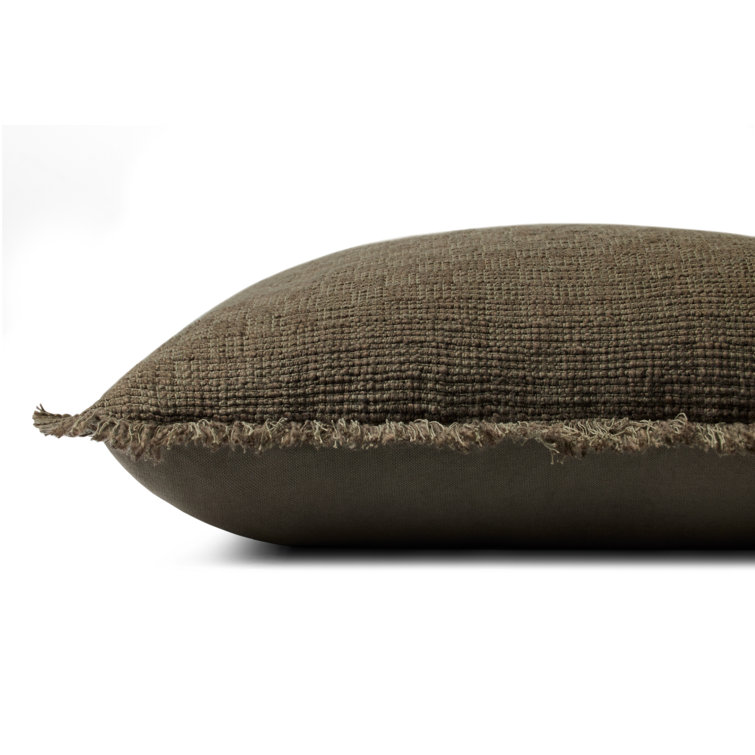 Dark Green 22" x 22" Basketweave Fringed Throw Pillow