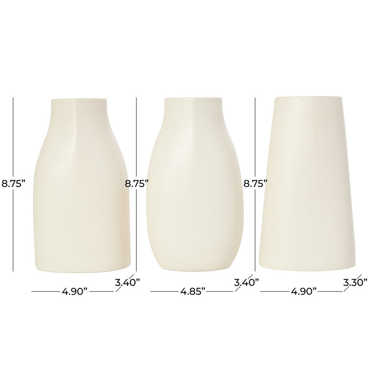 Cream Ceramic Round Table Vase Set of Three