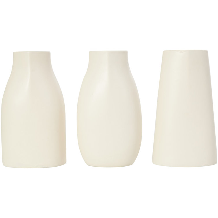 Cream Ceramic Round Table Vase Set of Three