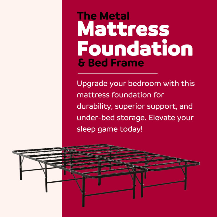 King Black Metal Platform Bed Frame with Storage