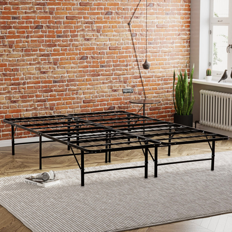 King Black Metal Platform Bed Frame with Storage