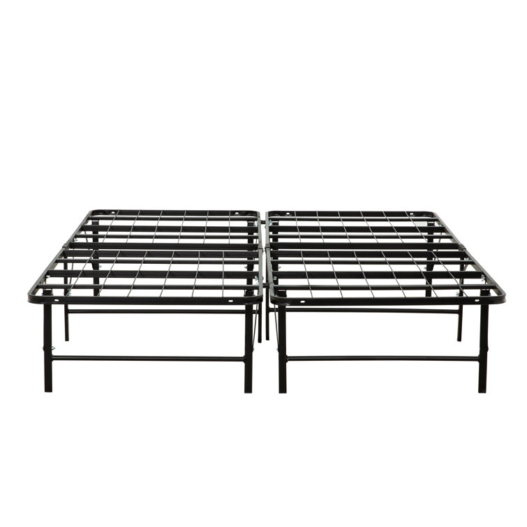 King Black Metal Platform Bed Frame with Storage
