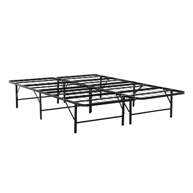 King Black Metal Platform Bed Frame with Storage