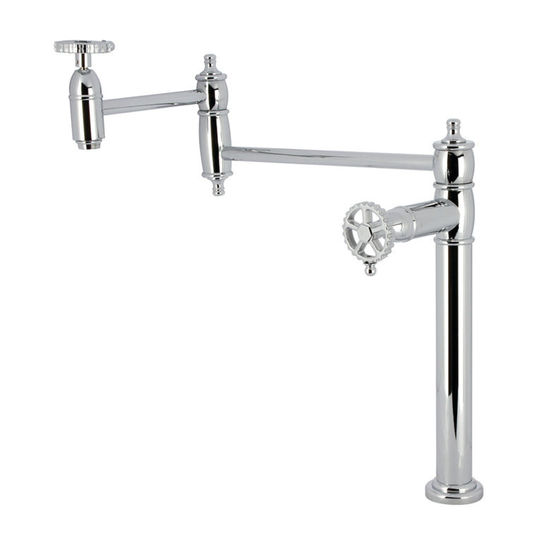Polished Chrome Dual Handle Deck Mount Pot Filler Faucet