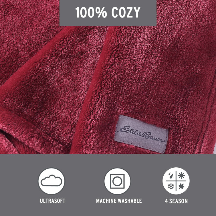 Luxurious Dark Red Sherpa 50"x60" Reversible Plush Throw